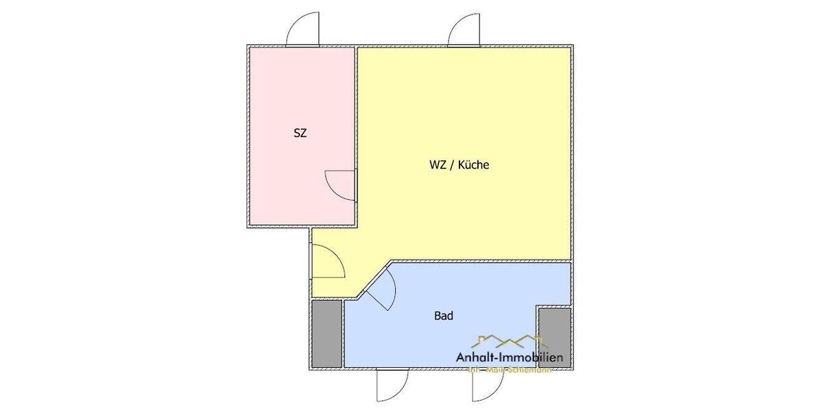 Dachgeschoßwohnung Bitterfeld-Wolfen Bitterfeld - 2 Zimmer, 37 m&sup2;, 296&euro; | Angebot:25851987