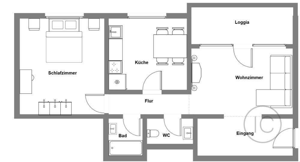 Etagenwohnung Mettmann - 2 Zimmer, 63 m&sup2;, 740&euro; | Angebot:24674171