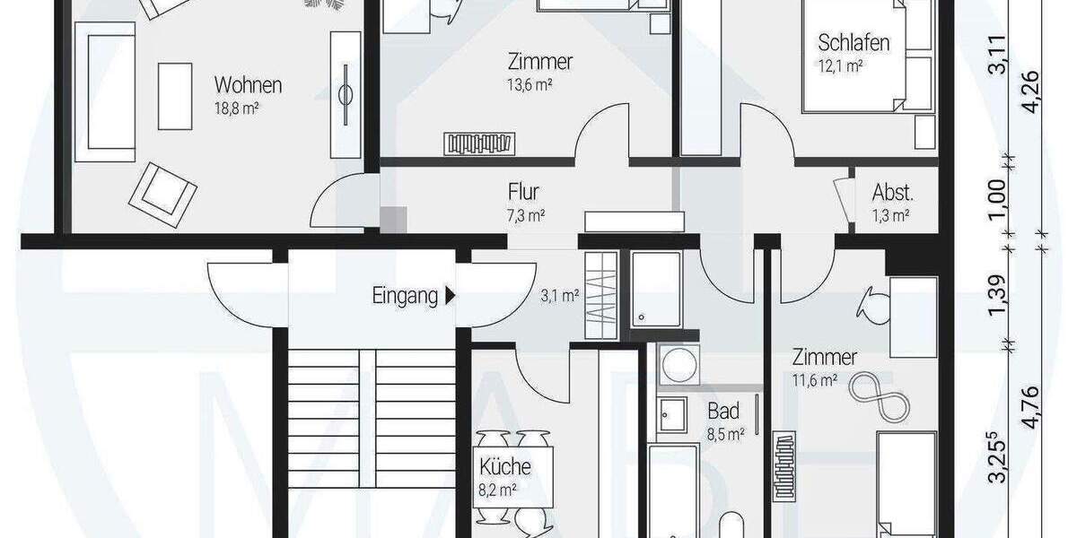 Etagenwohnung Görlitz Hagenwerder - 4 Zimmer, 130 m&sup2;, 849&euro; | Angebot:26703088
