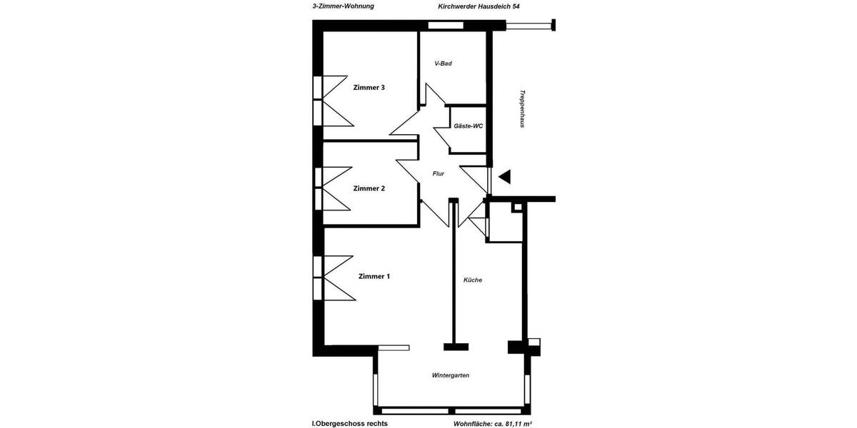 Etagenwohnung Hamburg Kirchwerder - 3 Zimmer, 81 m&sup2;, 1.050&euro; | Angebot:25264296
