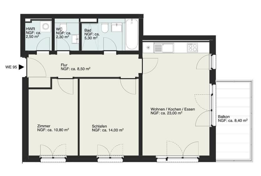 Neubau-3-Zimmer-Wohnung mit Terrasse – Exklusiv, 5 Jahre Mietdauer