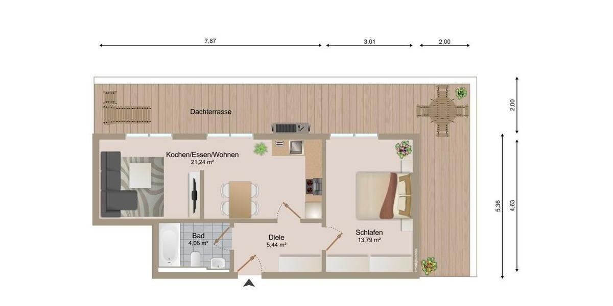 Einfamilienhaus Straubing - 2 Zimmer, 59 m&sup2;, 930&euro; | Angebot:26632549