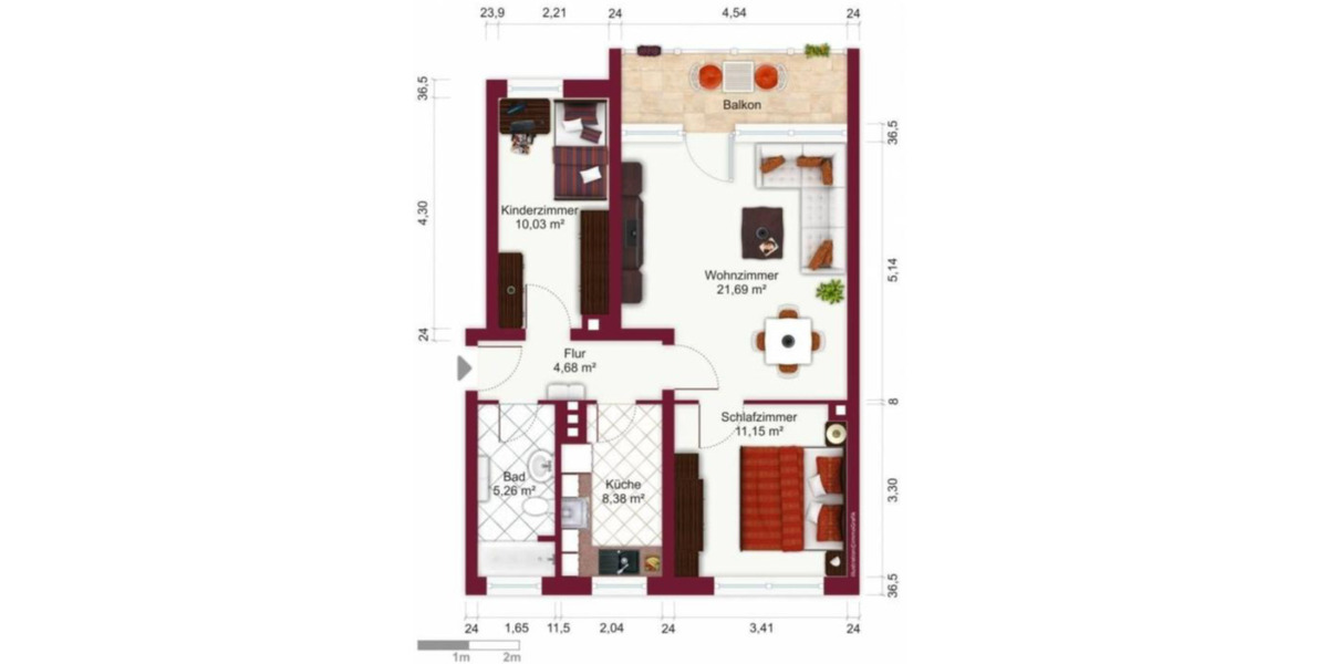 Schöne 61qm Hochparterrewohnung mit Einbauküche in Bahnhofsnähe 3 zimmer