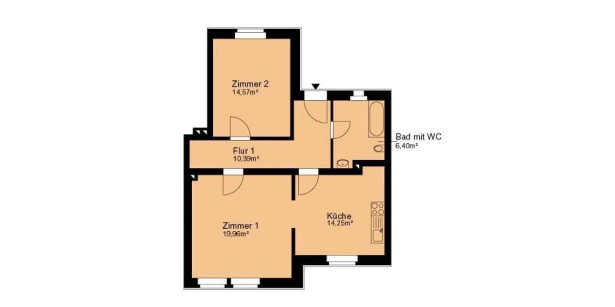 Etagenwohnung Riesa Canitz - 2 Zimmer, 65 m&sup2;, 349&euro; | Angebot:24793882