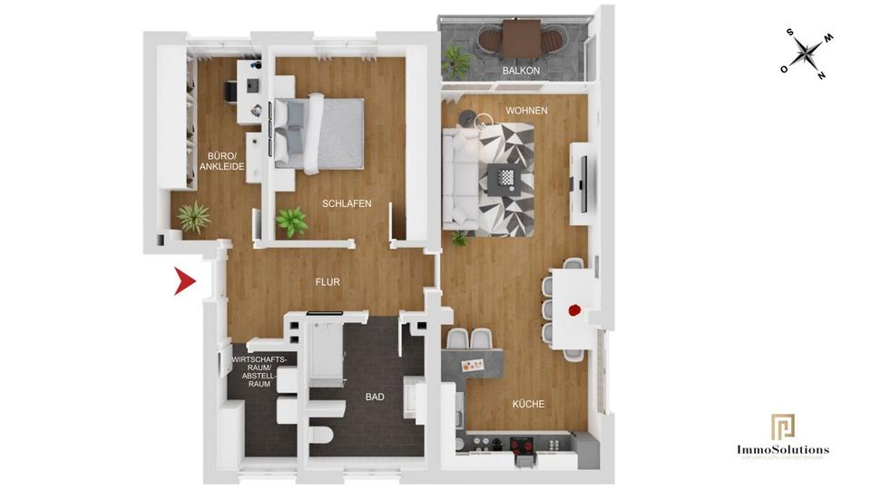 Etagenwohnung Hamm Braam-Ostwennemar - 3 Zimmer, 76 m&sup2;, 920&euro; | Angebot:26005604