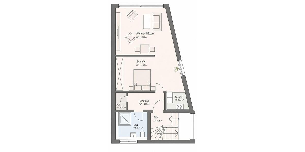 Etagenwohnung Essen Stadtbezirk IV - 2 Zimmer, 46 m&sup2;, 495&euro; | Angebot:26551082