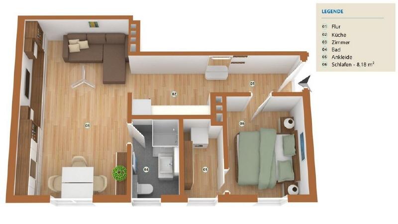 Etagenwohnung Minden Kuhlenkamp - 2 Zimmer, 44 m&sup2;, 449&euro; | Angebot:26656386