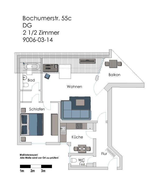 Einzigartige 2,5 Raumwohnung! Mit WBS für 2 Personen zimmer