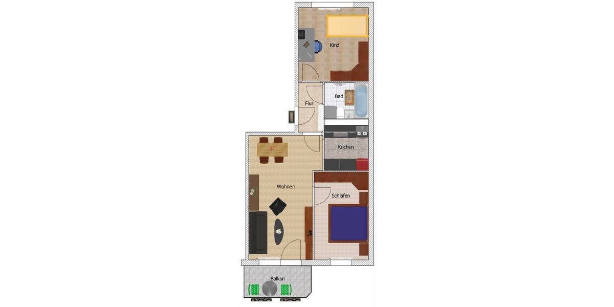 Etagenwohnung Hainichen - 3 Zimmer, 55 m&sup2;, 279&euro; | Angebot:26403040