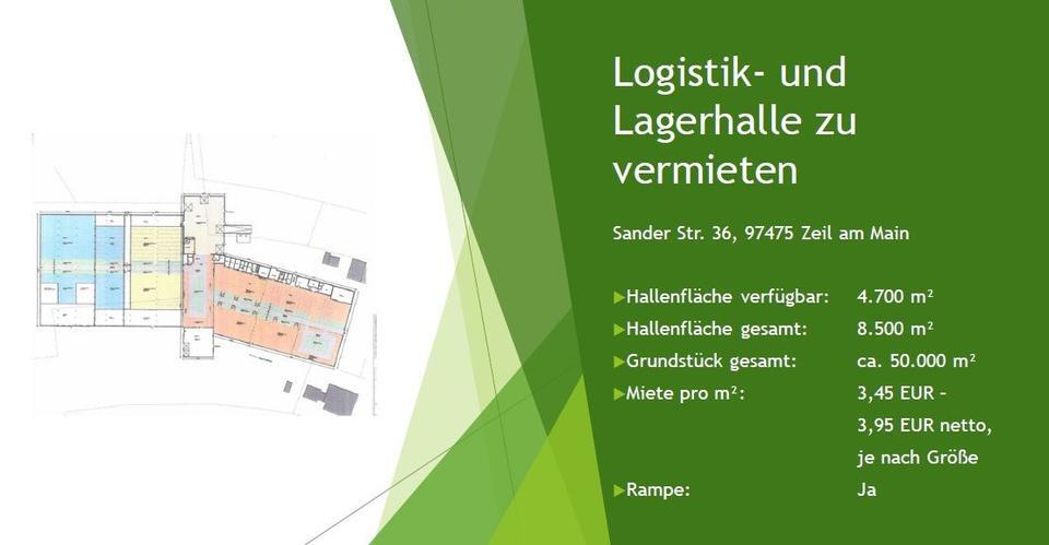 Zu vermieten in Zeil: Logistikfläche, Garage, Räume, Hallenfläche, Außenfläche, Lagerfläche