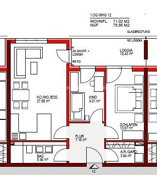 Energetische und moderne 3 ZKB Neubauwohnung mit hochwertiger Einbauküche und Balkon 2 zimmer