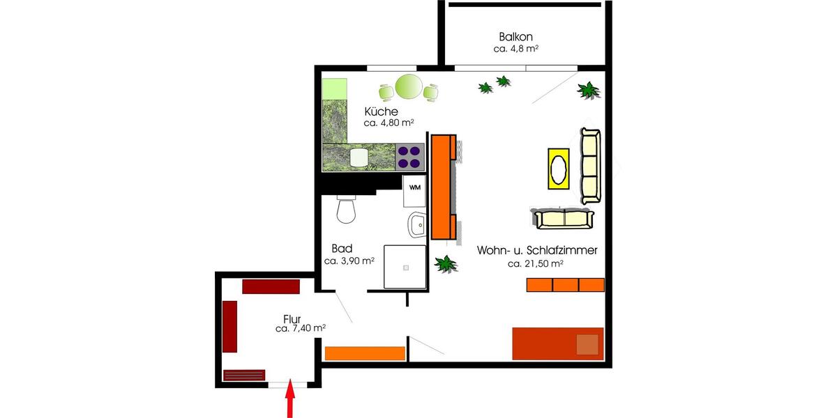 Etagenwohnung Oberlungwitz - 1 Zimmer, 40 m&sup2;, 276&euro; | Angebot:25906104