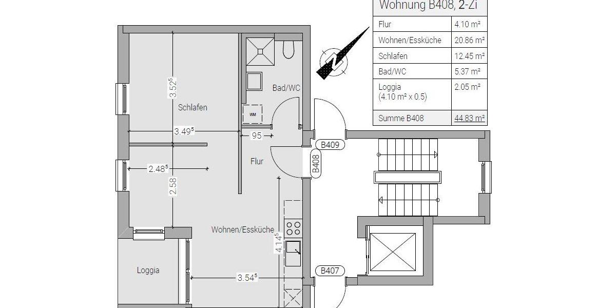 Etagenwohnung Schwäbisch Hall - 2 Zimmer, 45 m&sup2;, 628&euro; | Angebot:24934913