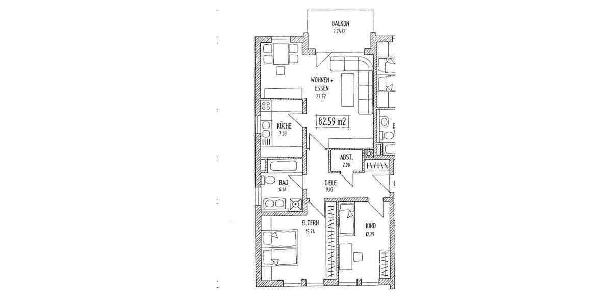 Etagenwohnung Ergolding - 3 Zimmer, 82 m&sup2;, 875&euro; | Angebot:26154908