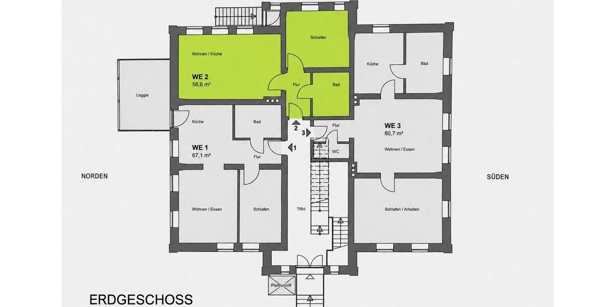 Hochparterre Bruchhausen-Vilsen Vilsen - 1.5 Zimmer, 57 m&sup2;, 860&euro; | Angebot:26647134
