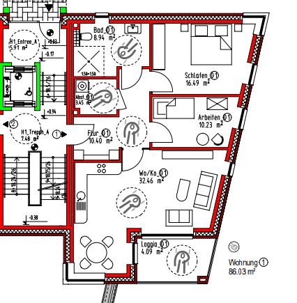 Etagenwohnung Oldenburg Bürgeresch - 3 Zimmer, 86 m&sup2;, 1.070&euro; | Angebot:26001545