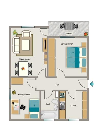 Erdgeschoßwohnung Oer-Erkenschwick Erkenschwick - 3.5 Zimmer, 59 m&sup2;, 384&euro; | Angebot:24856851