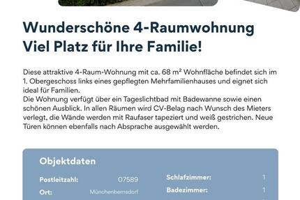 Wohnung Münchenbernsdorf - 4 Zimmer, 68 m&sup2;, 376&euro; | Angebot:24867056