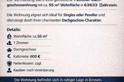 Wohnung Wächtersbach - 1 Zimmer, 55 m&sup2;, 700&euro; | Angebot:25512357