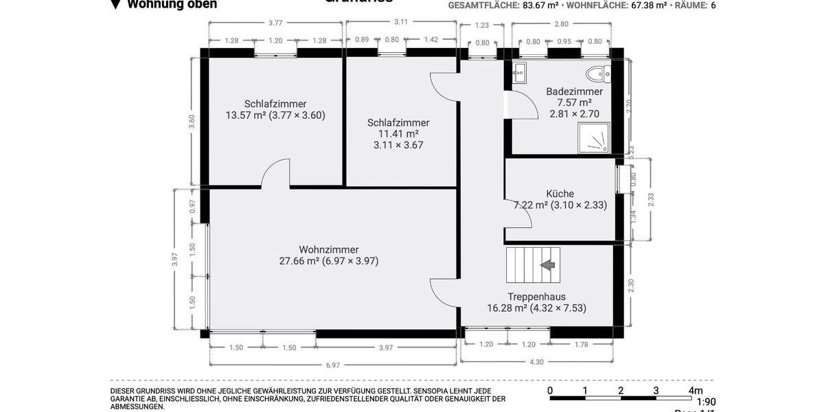 Dachgeschoßwohnung Haselünne - 3 Zimmer, 83 m&sup2;, 700&euro; | Angebot:26003943