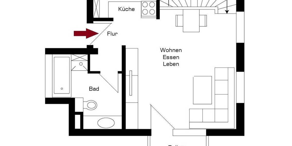 Etagenwohnung Nürnberg Thon - 2 Zimmer, 65 m&sup2;, 780&euro; | Angebot:26029275