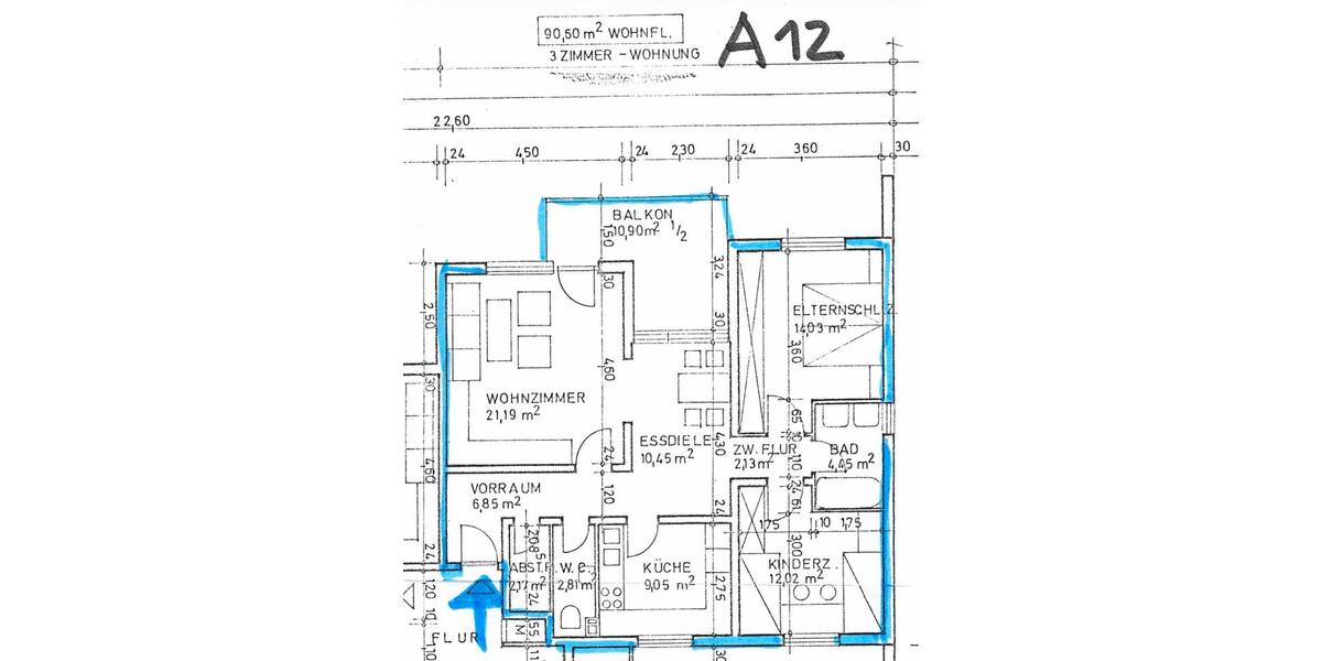 Etagenwohnung Würzburg - 3 Zimmer, 90 m&sup2;, 1.300&euro; | Angebot:26461894