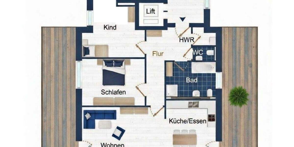 Etagenwohnung Buxtehude - 3 Zimmer, 129 m&sup2;, 1.900&euro; | Angebot:25683222