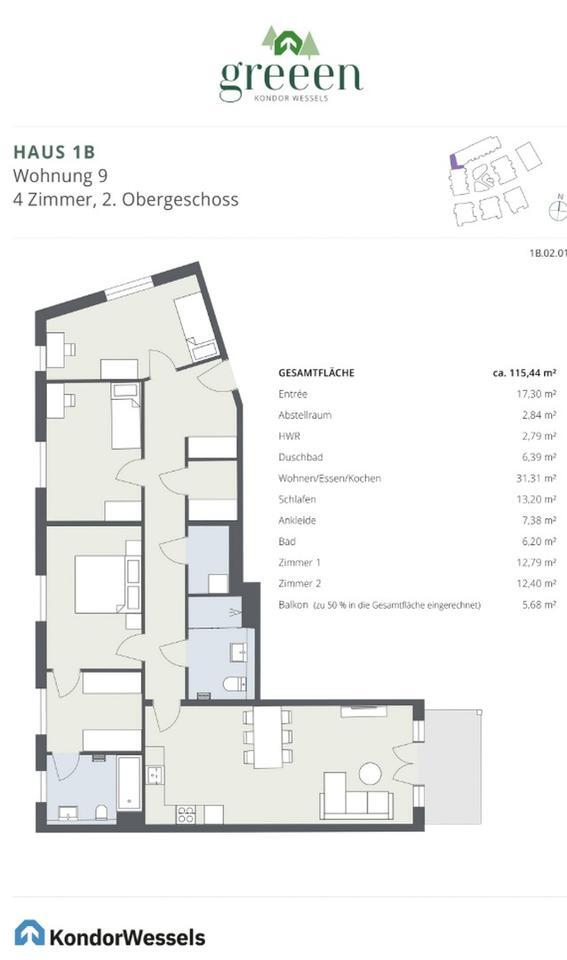Neubau-Traum mit Stil 4-Zimmer-Wohnung im 2. OG mit Balkon