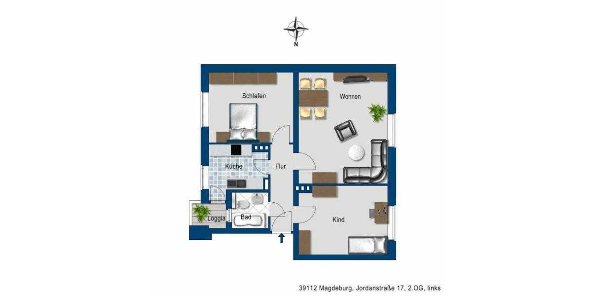 Etagenwohnung Magdeburg Leipziger Straße - 3 Zimmer, 78 m&sup2;, 489&euro; | Angebot:25127311