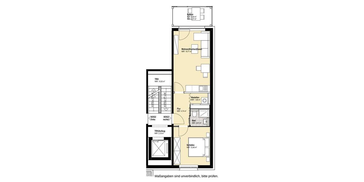 Etagenwohnung Nordhausen - 2 Zimmer, 44 m&sup2;, 409&euro; | Angebot:26292841