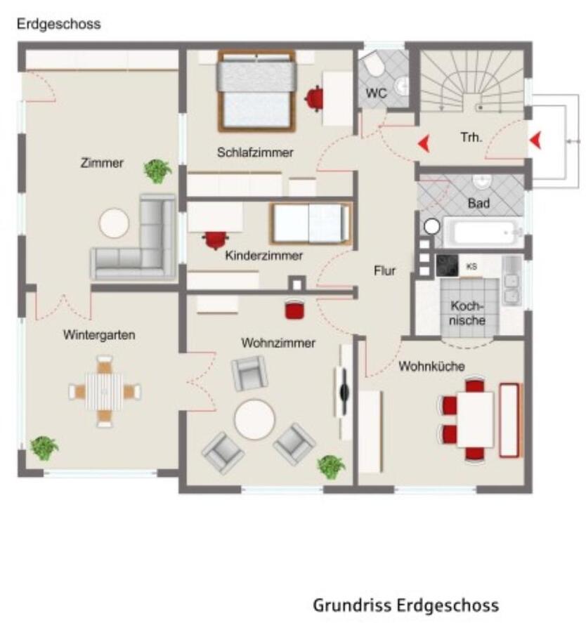 4 Zi Wohnung ca 95 m2 Erd 2 Familienhaus XXL Garten Alleinnutzung