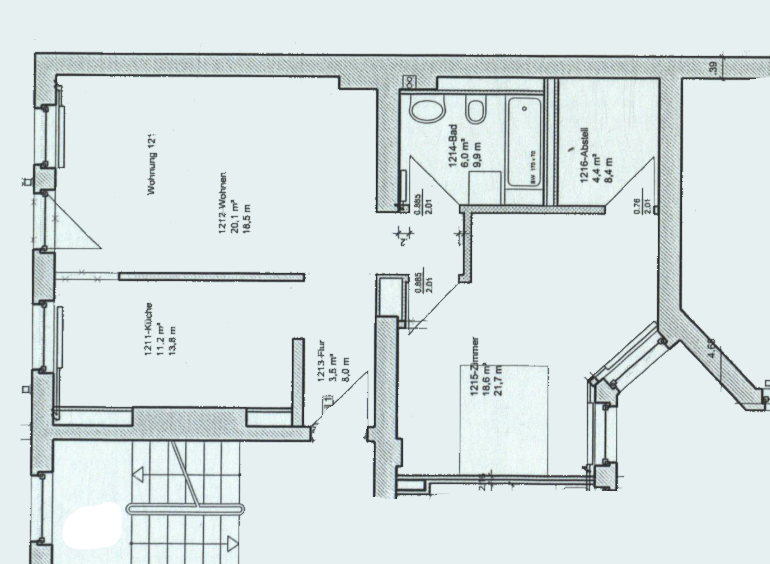 gepflegte 2 Zimmer-Wohnung *ab sofort verfügbar* ruhig auf dem Hinterhof