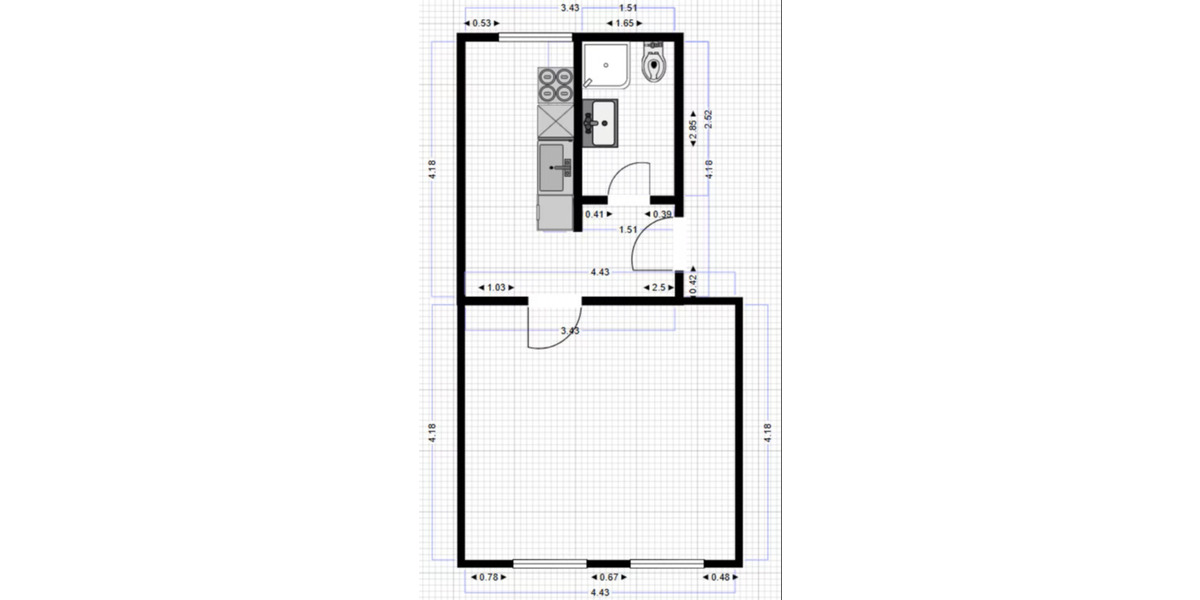 Teilmöblierte Singlewohnung (Küche und Bad) 1 zimmer