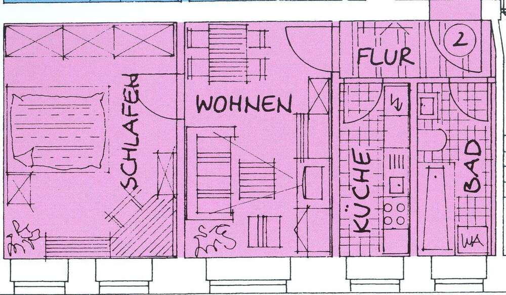 Etagenwohnung Chemnitz Hilbersdorf - 2 Zimmer, 42 m&sup2;, 232&euro; | Angebot:26318912