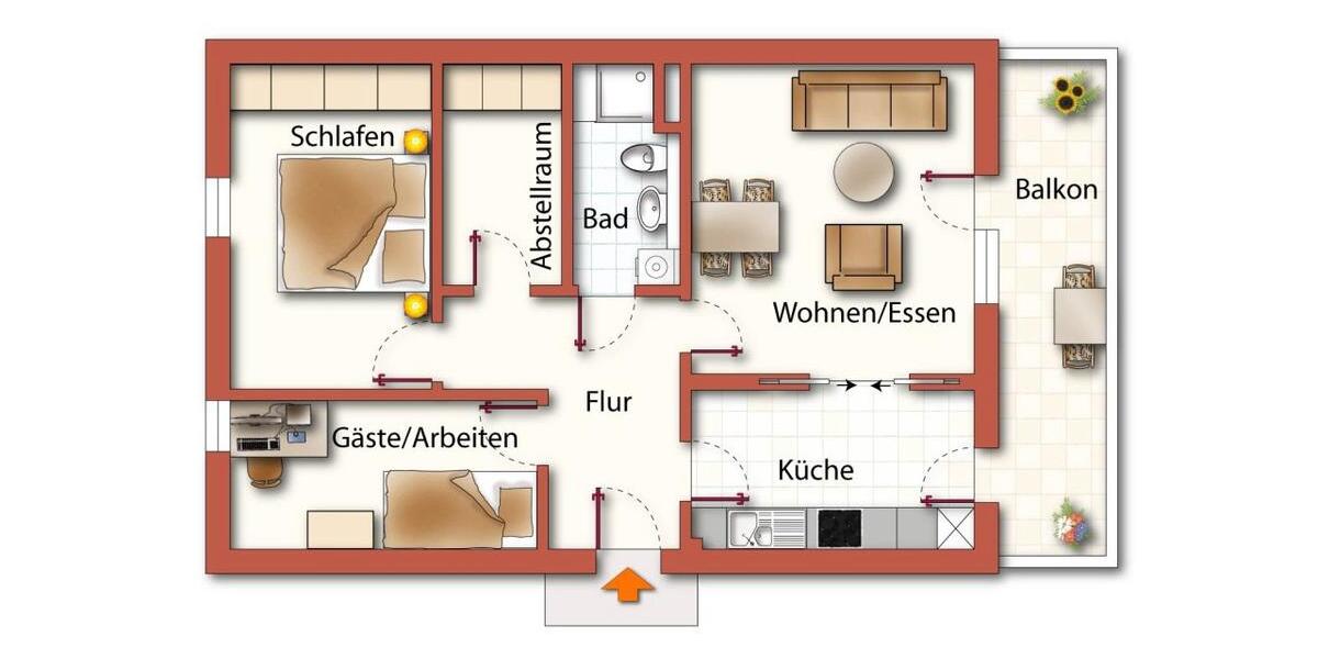 Etagenwohnung Neumünster - 3 Zimmer, 82 m&sup2;, 1.210&euro; | Angebot:26630263