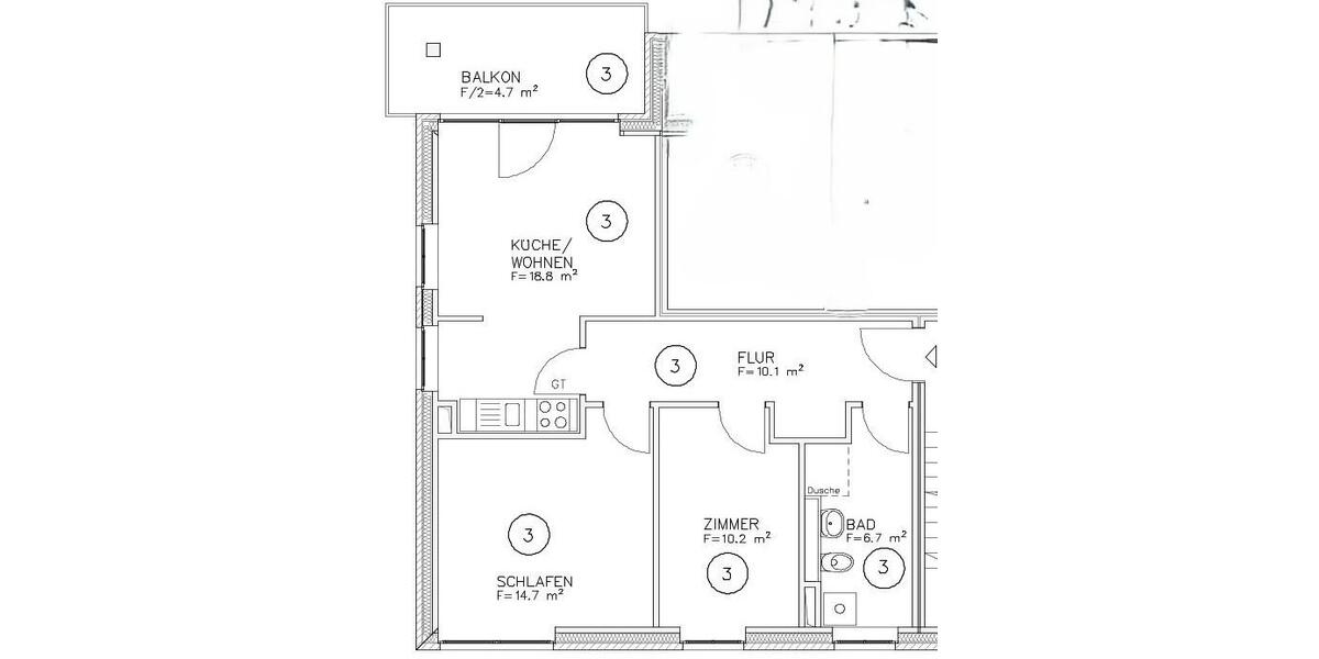 Etagenwohnung Magdeburg Alte Neustadt - 3 Zimmer, 66 m&sup2;, 833&euro; | Angebot:25903035