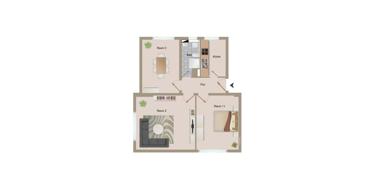 Etagenwohnung Magdeburg Diesdorf - 3 Zimmer, 69 m&sup2;, 583&euro; | Angebot:25255976