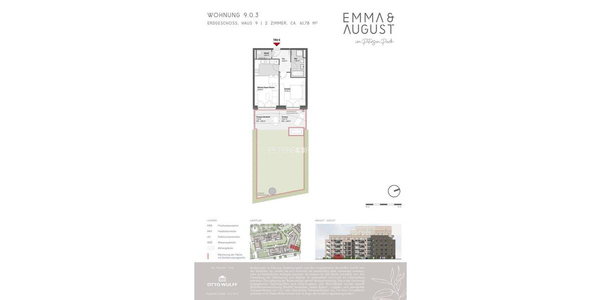 Etagenwohnung Hamburg Groß Borstel - 2 Zimmer, 61 m&sup2;, 1.499&euro; | Angebot:26930151