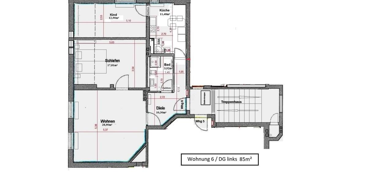 Etagenwohnung Haldensleben - 3 Zimmer, 85 m&sup2;, 595&euro; | Angebot:23794150