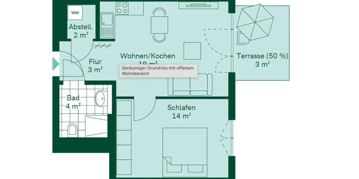 Erdgeschoßwohnung Markranstädt - 2 Zimmer, 45 m&sup2;, 585&euro; | Angebot:24837686
