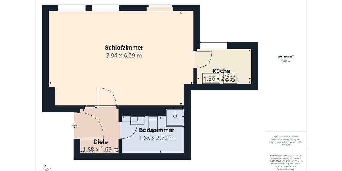 Etagenwohnung Trier - 1 Zimmer, 35 m&sup2;, 500&euro; | Angebot:26025981