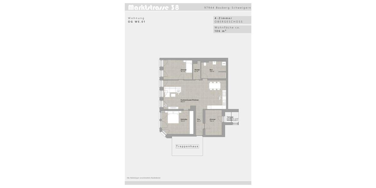ERSTBEZUG MIT KÜCHE: 4 ZiWhg 106m² mit Balkon in 97944 Schweigern 4 zimmer