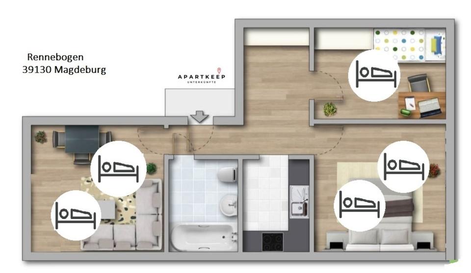 Wohnen auf Zeit Magdeburg Alt Olvenstedt - 3 Zimmer, 57 m&sup2;, 13&euro; | Angebot:15182949