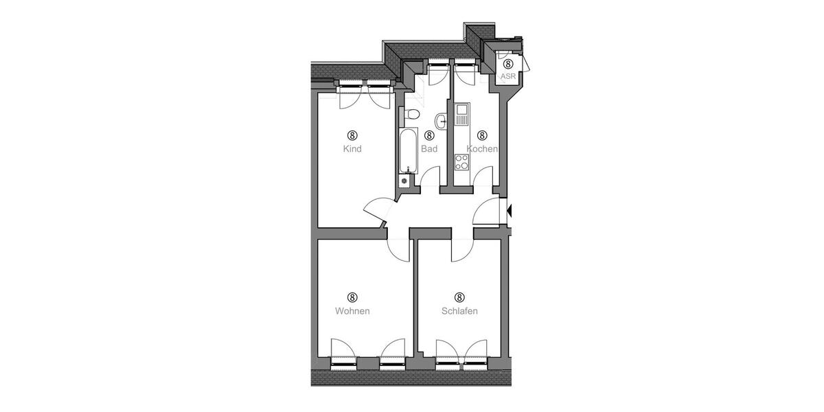 Etagenwohnung Riesa Neuweida - 3 Zimmer, 62 m&sup2;, 590&euro; | Angebot:26442001