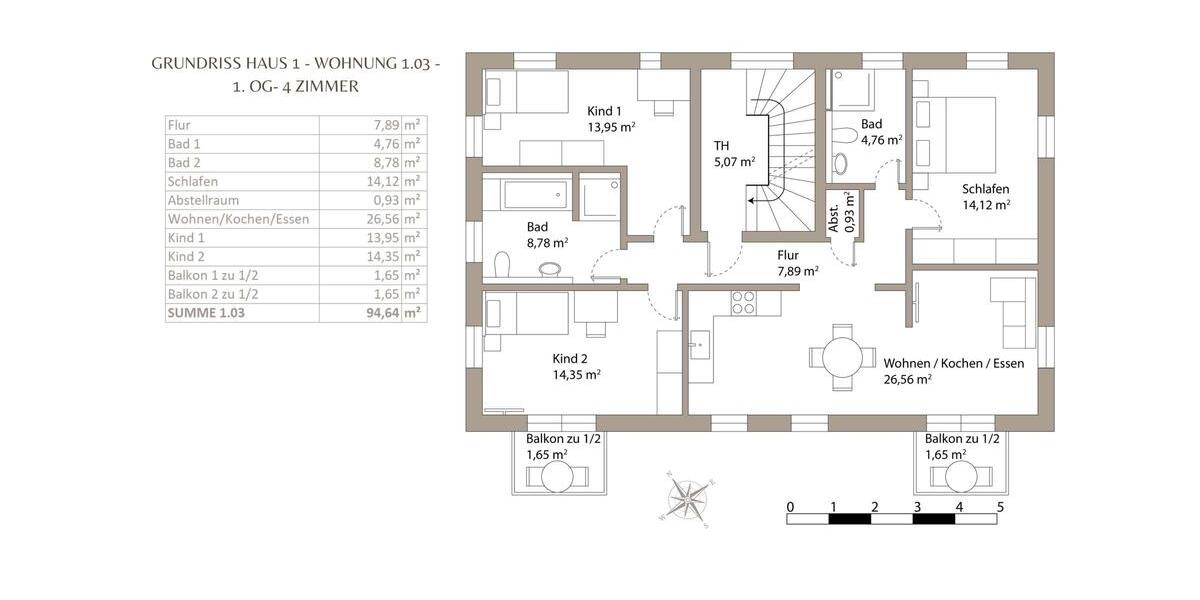 Etagenwohnung Sünching - 4 Zimmer, 95 m&sup2;, 1.330&euro; | Angebot:26606491