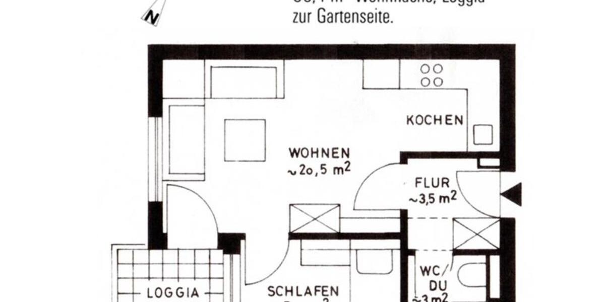 1,5-Zimmer-Wohnung mit Balkon + TG-Stellplatz 1 zimmer