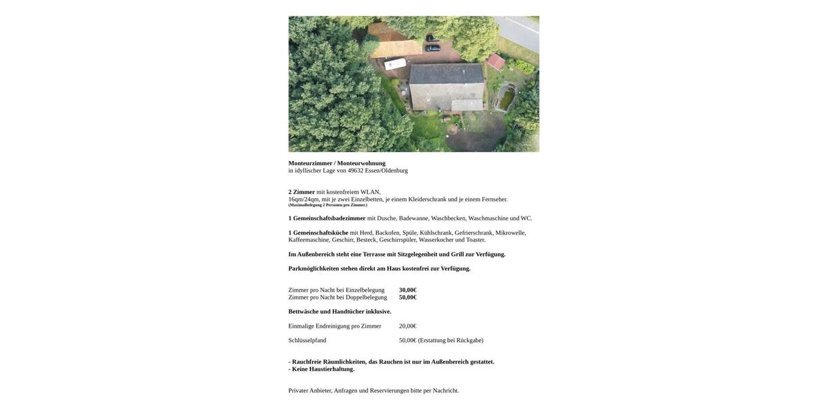 Wohnen auf Zeit Essen (Oldenburg) - 2 Zimmer, 68 m&sup2;, 30&euro; | Angebot:26323039