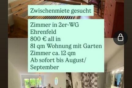Wohnen auf Zeit Köln Ehrenfeld - 3 Zimmer, 81 m&sup2;, 800&euro; | Angebot:26663157