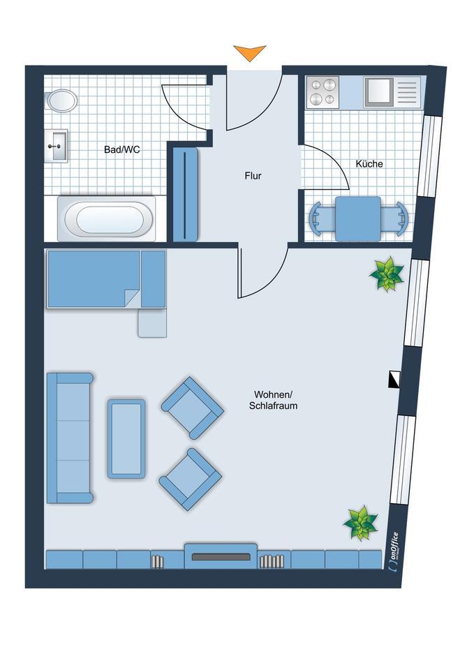 Helle 1-Zi.-Whg. mit separater Küche in zentraler Lage nahe A-Oberhausen Bahnhof zimmer