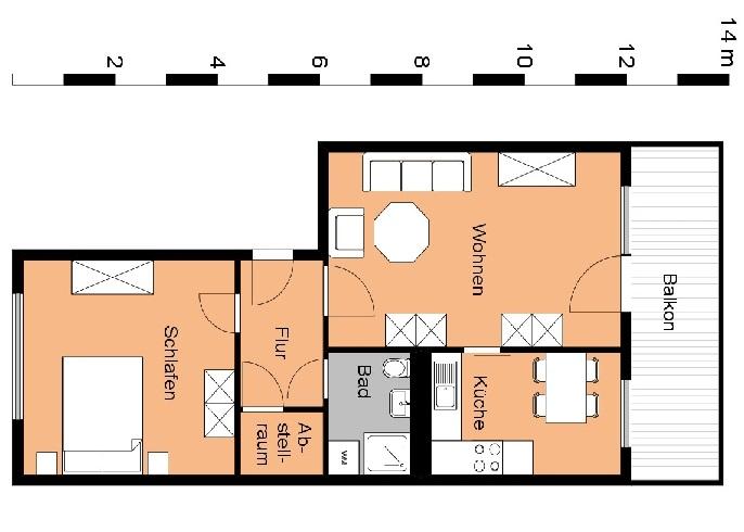 Etagenwohnung Oschersleben (Bode) - 2 Zimmer, 56 m&sup2;, 265&euro; | Angebot:25318687